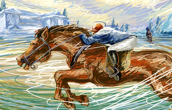 Horse, figure, speed, vector, jockey, touch, allure, Racecourse
