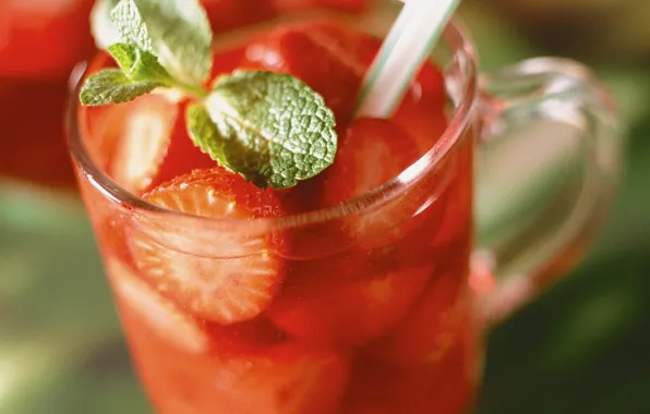 Strawberry, mug, cocktail, mint