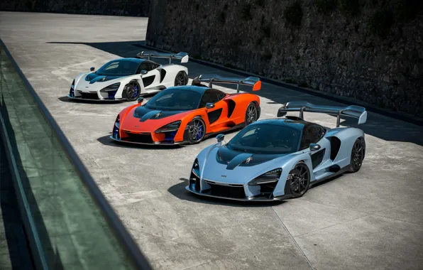 McLaren, supercars, 2018, Senna, Victory Grey, Delta Red, Pure White