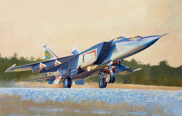 Picture art, airplane, aviation, jet, Mikoyan-Gurevich MiG-25