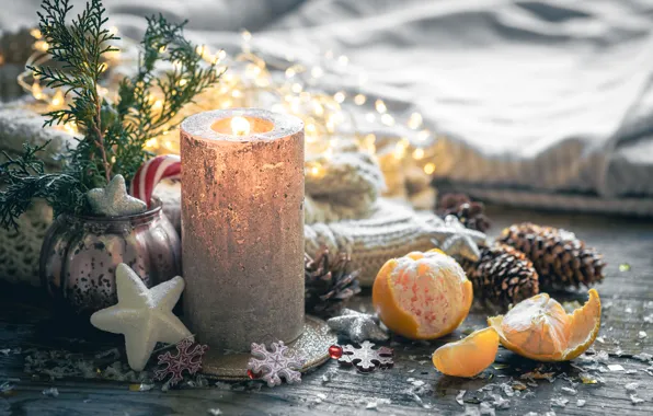 Light, snowflakes, branches, comfort, holiday, Board, star, candle
