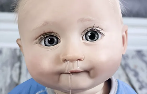 Eyes, figure, child, baby, lips, snot