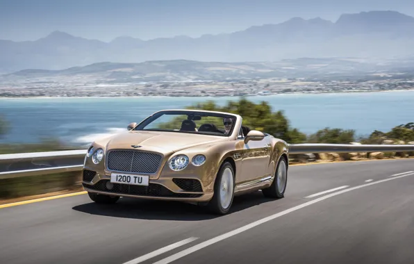 Road, machine, coast, Bentley, Continental GT, car, Convertible, 2016