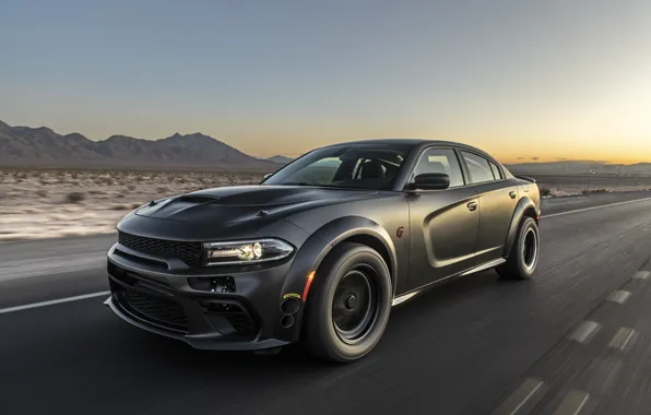 Sunset, speed, the evening, Dodge, Charger, AWD, 2019, SpeedKore