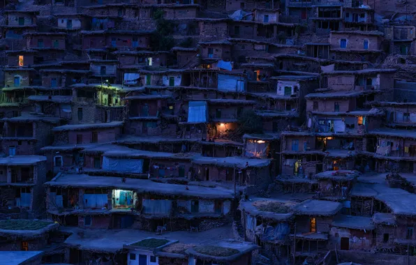 Picture home, the evening, village, Iran, the slums, Sar Aqa Seyyed