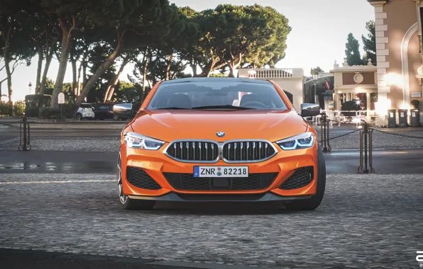 Auto, BMW, Machine, Orange, Coupe, Rendering, The front, BMW 8 Series