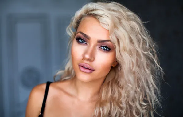 Look, close-up, model, portrait, makeup, hairstyle, blonde, bokeh