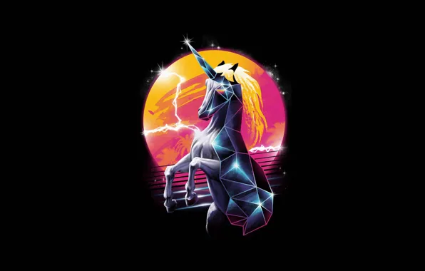Minimalism, Style, Background, Unicorn, Art, Art, Style, Neon