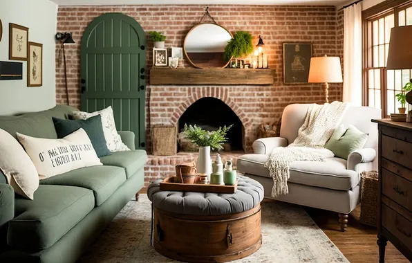 Design, style, room, interior, chair, pictures, fireplace, sofa