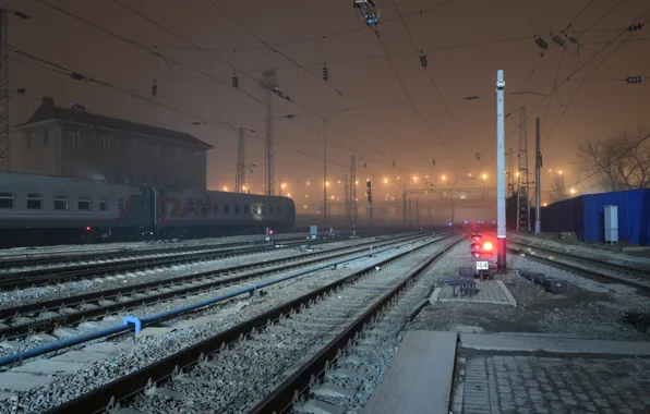 Night, the way, station, railroad, Rostov-on-don