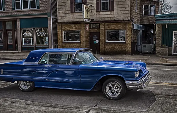 Picture blue, HDR, Ford, Ford, 1959, Thunderbird, Tendered