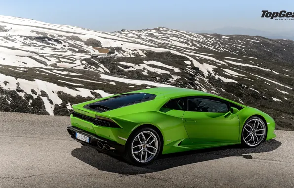 Picture Lamborghini, Top Gear, Green, Road, Supercar, Rear, Huracan, LP610-4