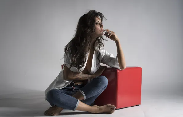 Face, background, model, hair, sitting, Sabrina