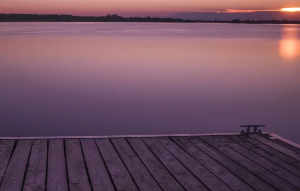 Picture sunset, lake, pier