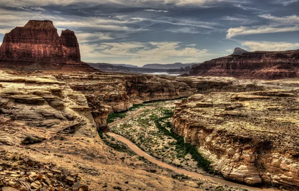 Landscape, mountains, river