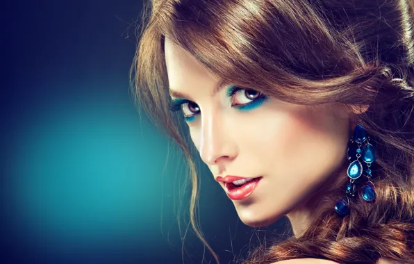 Picture portrait, makeup, girl, model, earrings