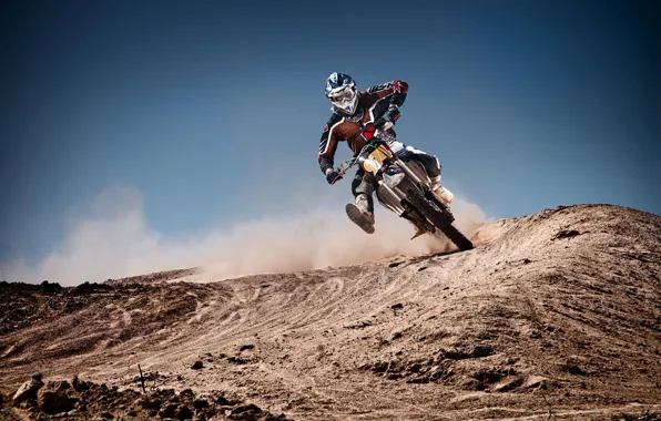 The sky, dust, pilot, motocross, extreme sports
