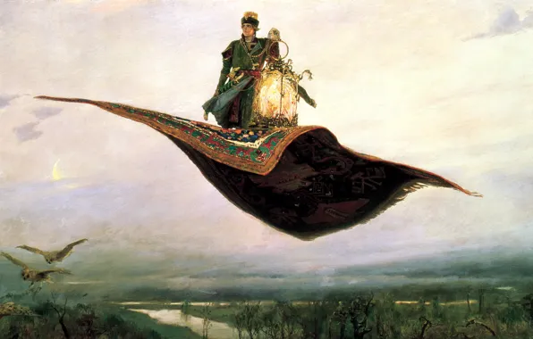 Tale, picture, flight, folklore, Vasnetsov Viktor, Carpet