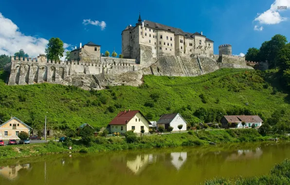Picture the city, river, castle, wall, home, Czech Republic, Cal Sternberg