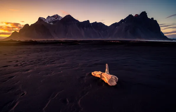 Sunset, Island, Canyon, Log, Landscape