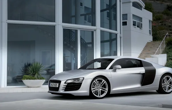 Picture house, Audi, Audi, the building, mountain, white, sports, luxury