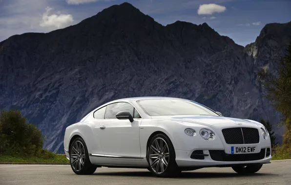 Auto, Bentley, Continental, Mountains, White, The front