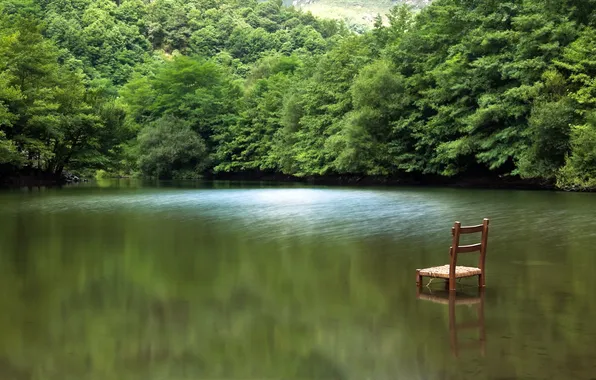 Picture nature, lake, chair