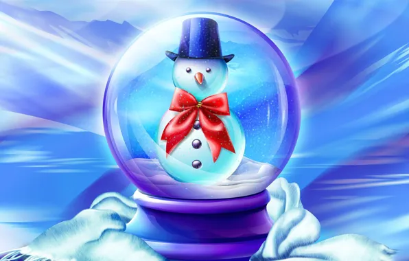 Picture winter, snow, childhood, new year, Christmas, tale, snowman