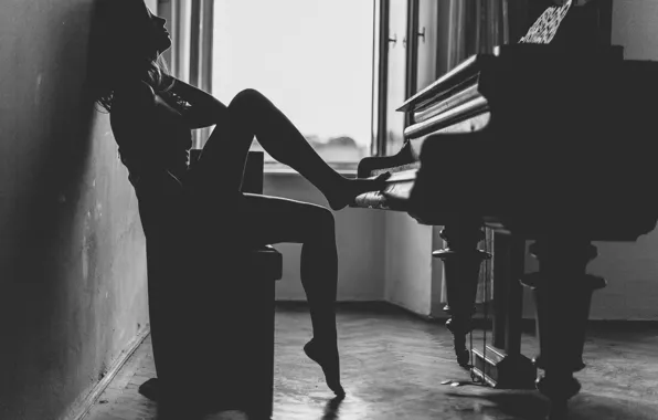 Girl, piano