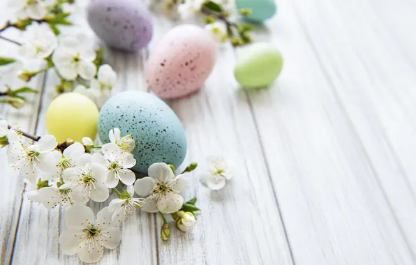 Flowers, eggs, spring, colorful, Easter, flowers, spring, Easter