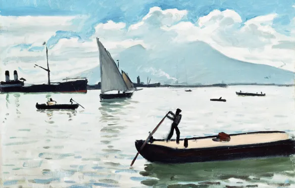Picture mountains, boat, ship, picture, sail, The Bay of Naples, Albert Marquet, Albert Marquet