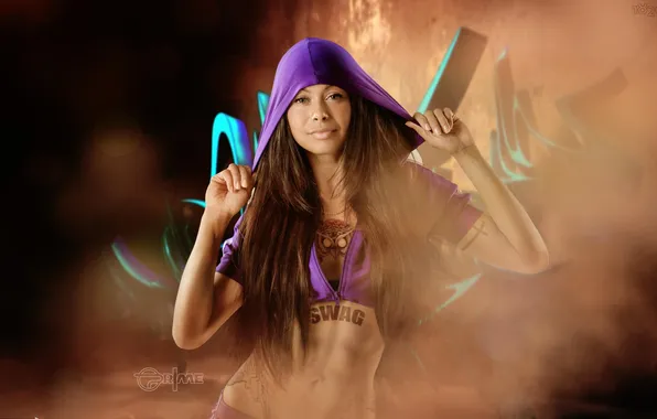 Look, smile, graffiti, smoke, body, tattoo, lips, hood