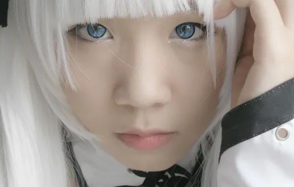 Picture face, Asian, white hair, cosplay, Brillheart, Defense devil