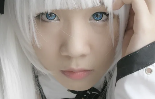 Face, Asian, white hair, cosplay, Brillheart, Defense devil
