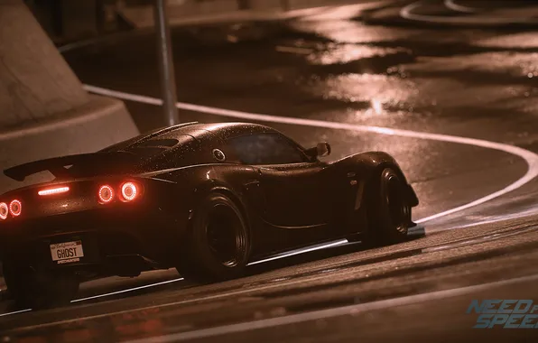 Lights, Lotus, sports car, wet asphalt, Requires S, Need For Speed 2015