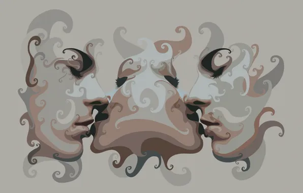 Girl, abstraction, style, background, Wallpaper, kiss, vector, art