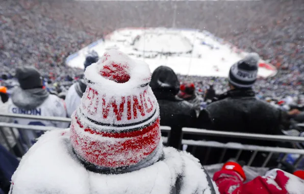 Winter, Snow, Hat, Detroit, Hockey, Red Wings, Hockey, Detroit Red Wings