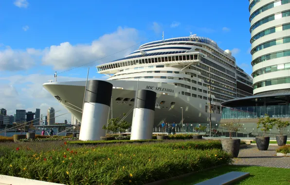 The sky, water, the building, ship, The city, sculpture, architecture, liner