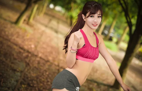 Picture girl, sport, costume, walk, hobby