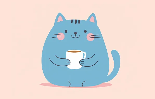 Cat, cat, look, blue, blue, tea, figure, coffee