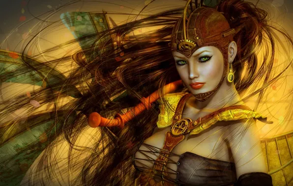 Girl, decoration, hat, hair, art, cyberpunk