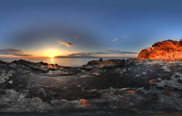 Sunset, coast, Japan, Japan, dual monitor, Enoshima, Enoshima, Fujisawa