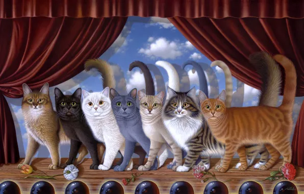 Cats, scene, art, speech, Braldt Bralds