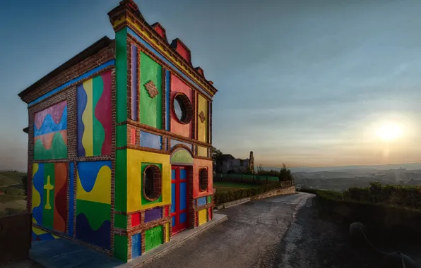 Picture the building, Italy, colorful, chapel, Italy, The Morra, Barolo Chapel, Barolo Chapel