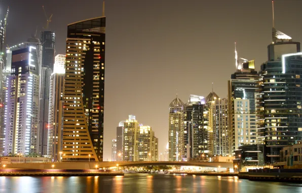 Picture night, the city, lights, night city, Dubai