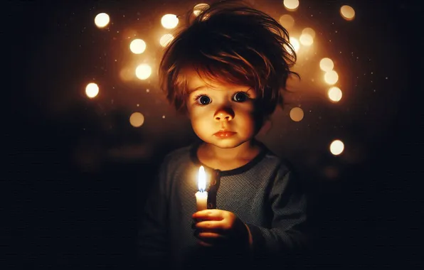 Candle, boy, AI art, neural network