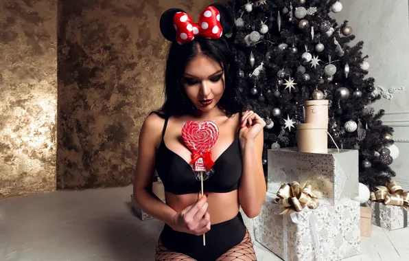 Sexy, pose, model, toys, panties, new year, makeup, figure