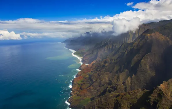 Sea, clouds, rocks
