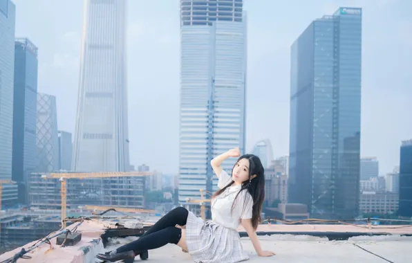 City, Beautiful, Asian, Model, Woman, Pretty, Japanese, Skyscrapers