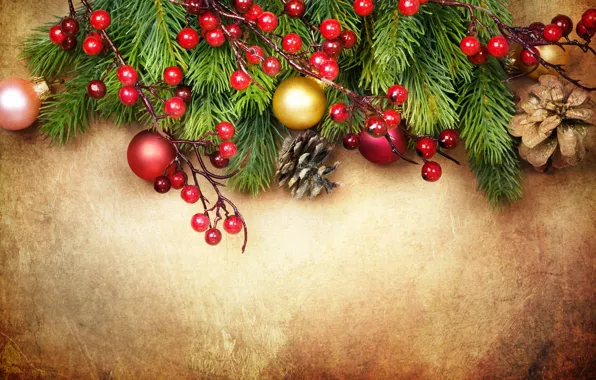 Decoration, berries, balls, tree, Christmas, decoration, xmas, Merry